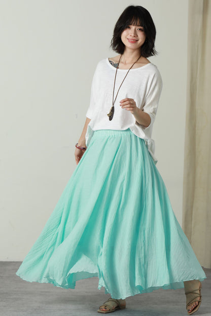 Summer swing long linen skirt women 6178 - S #CK2500601