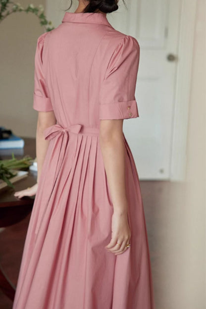 Midi summer shirt dress with pockets women 4845