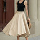 Swing midi summer linen skirt women 5238