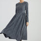 dark gray maxi fit and flare wool dress 6293