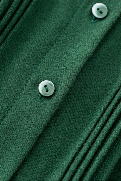Green long sleeves winter wool dress women 4609