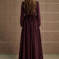 Burgundy maxi autumn wool womens dress 5359