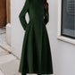 Green A-Line Long Wool Coat 5488