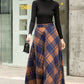 Women Winter long Plaid Wool skirt 2835