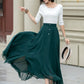 Maxi dark green summer chiffon skirt women 5220