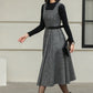 Handmade Wool Pinafore Dress – Gray Sleeveless Midi for Autumn Winter 6418