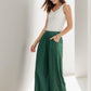 Green Elastic Waist Wide leg Linen Pants 2879