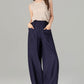 Loose fitting wide leg long linen pants 4907