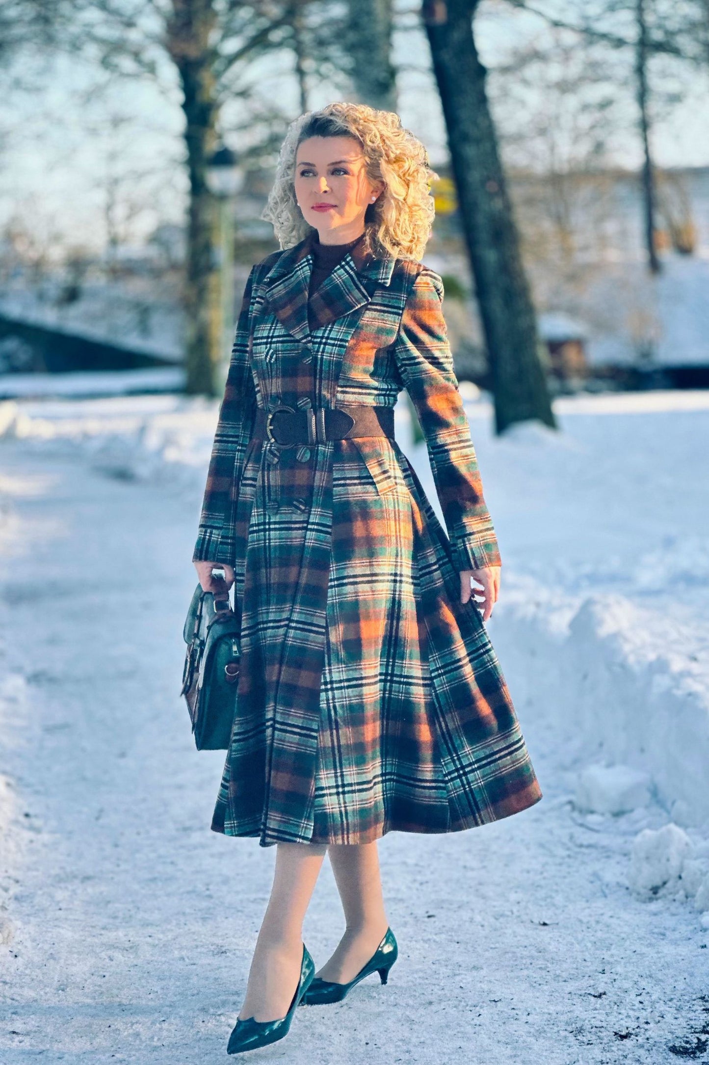 Vintage Plaid Long Wool Coat 4807