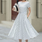 Black and white polka dot summer linen dress 5225