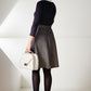 Gray short skater winter wool swing skirt 5184