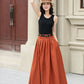 Pleated maxi long summer linen skirt 5149