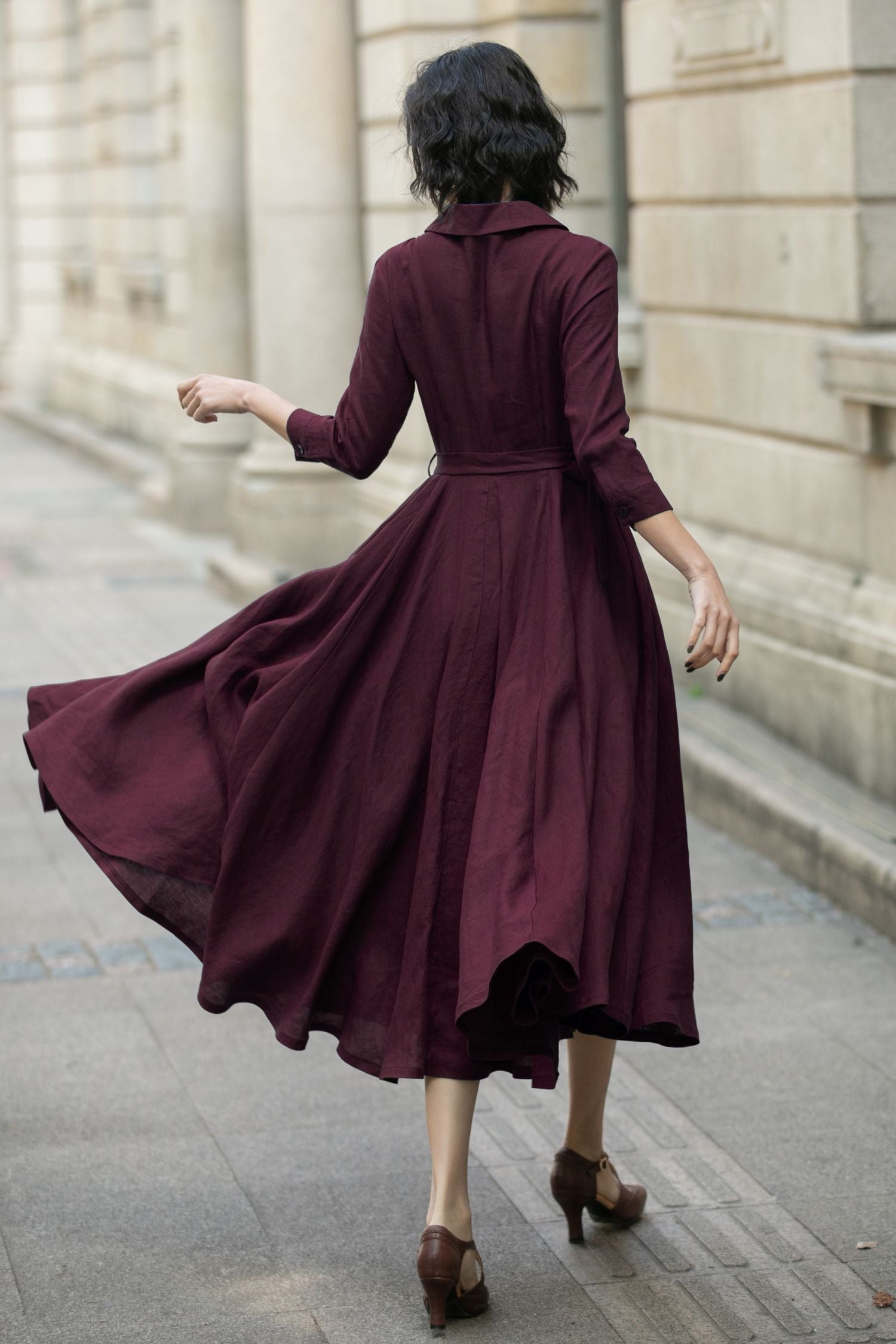 Linen Belted Shirt Dress