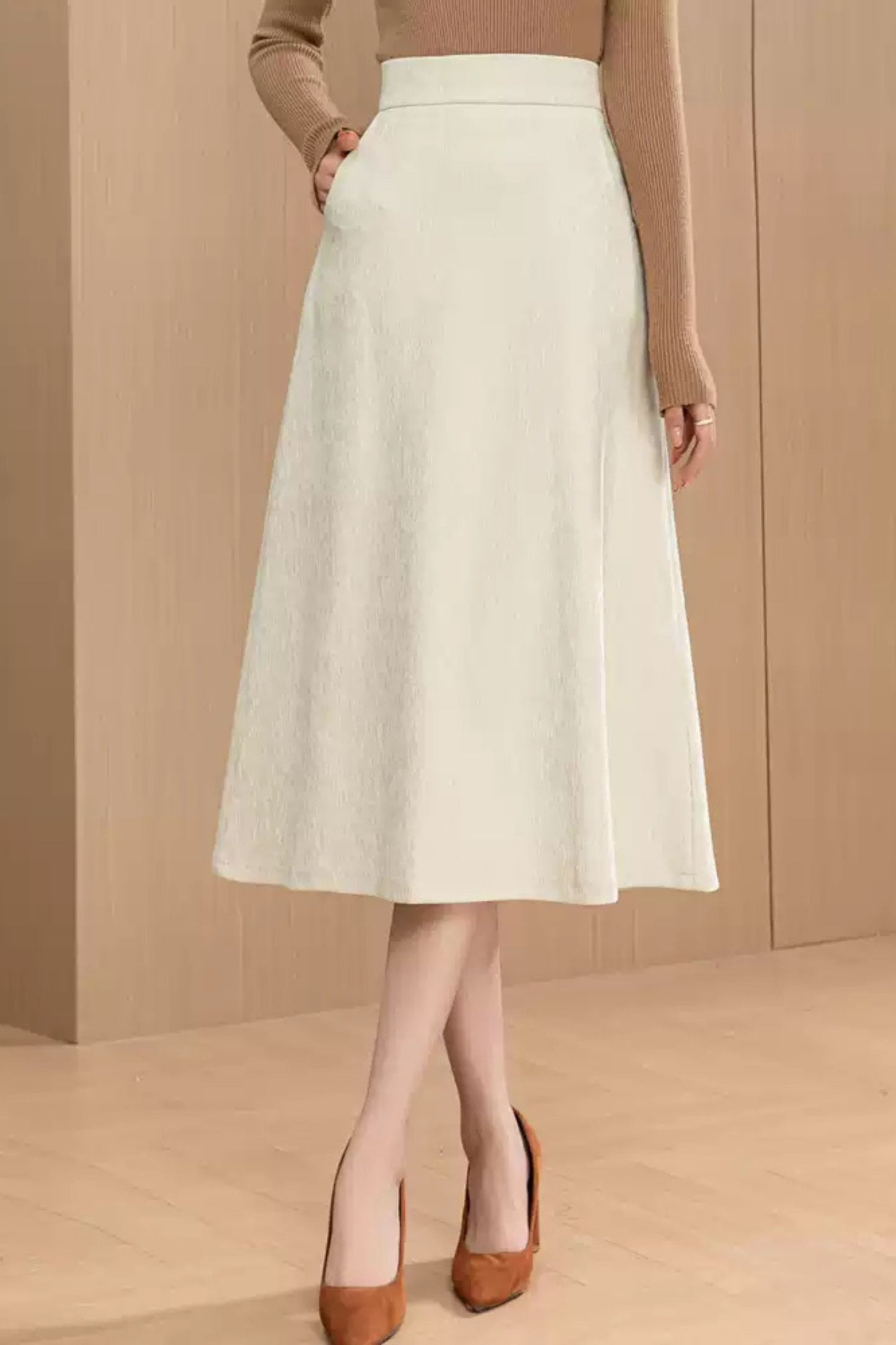 White A line autumn/winter skirt women 6193