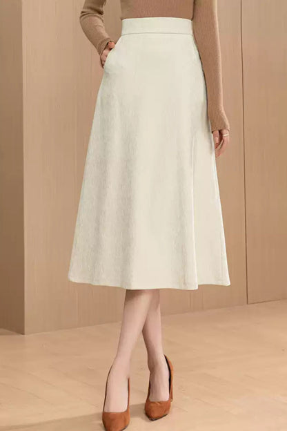 White A line autumn/winter skirt women 6193
