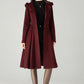 Hooded Burgundy Wool Coat – Vintage Fit & Flare Short Winter Coat | Xiaolizi 6572