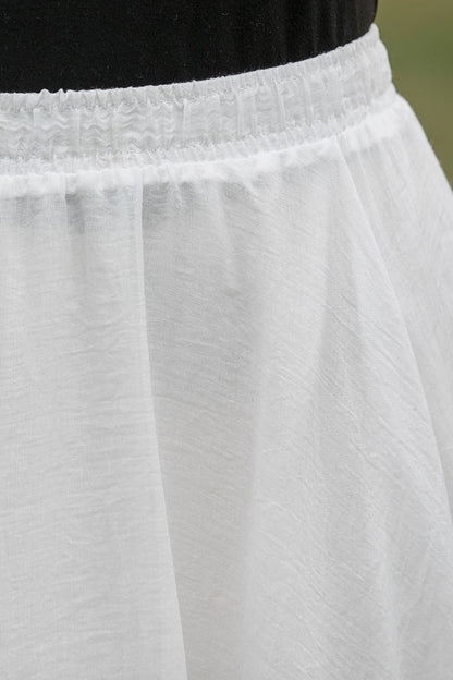 Boho Elastic Waist Pleated Maxi White Skirts 2718