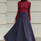 Handmade Charcoal Grey Plaid Wool Maxi Skirt – High Waist Winter Elegance | Xiaolizi 6426