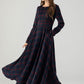 Tartan fit and flare wool maxi dress 5266