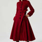 Burgundy long dress wool coat 1977#