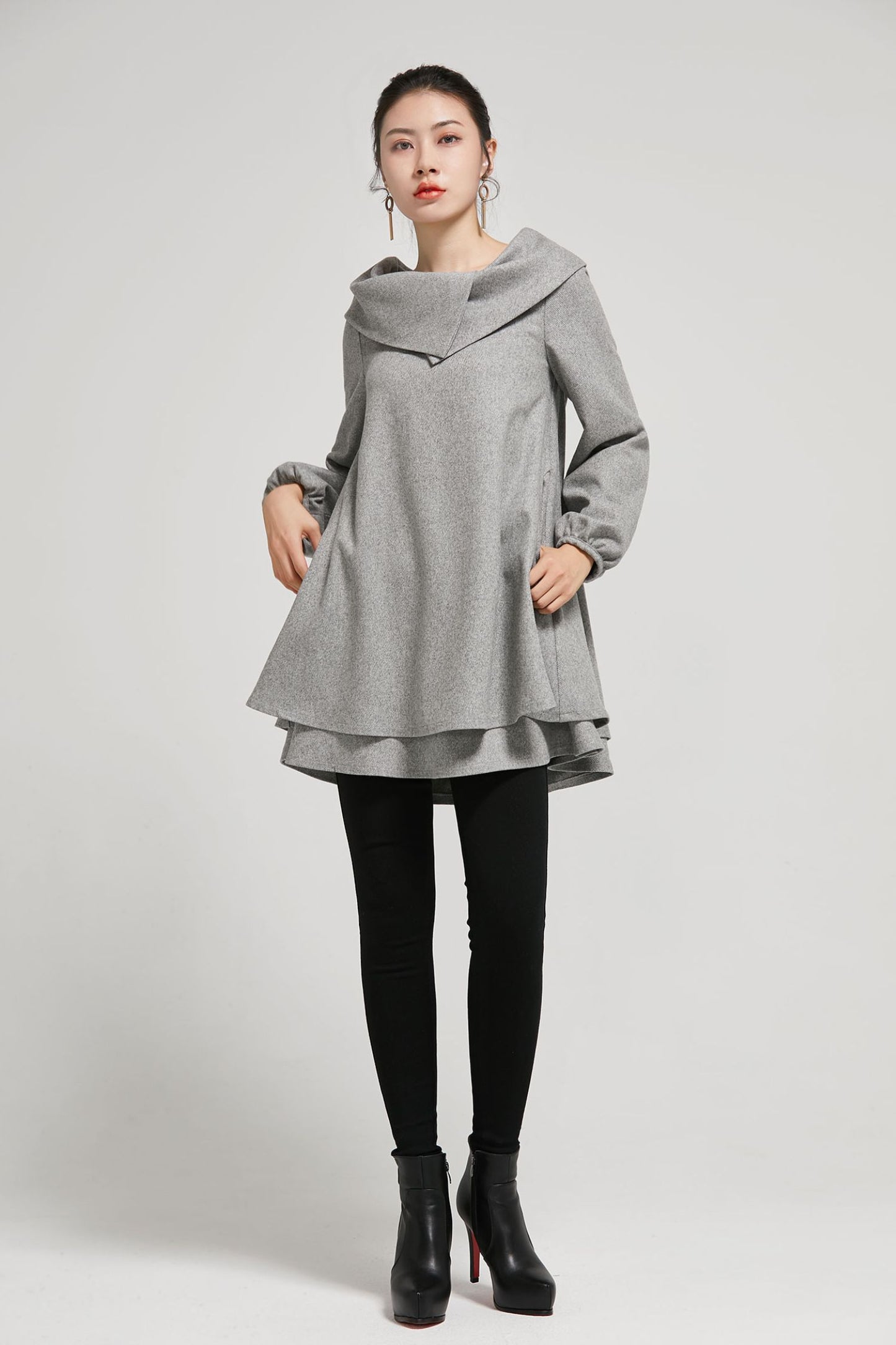 Wome's  wool tuic dress in grey 2310