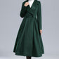 Dark Green Fit and Flare Wool Coat 3242