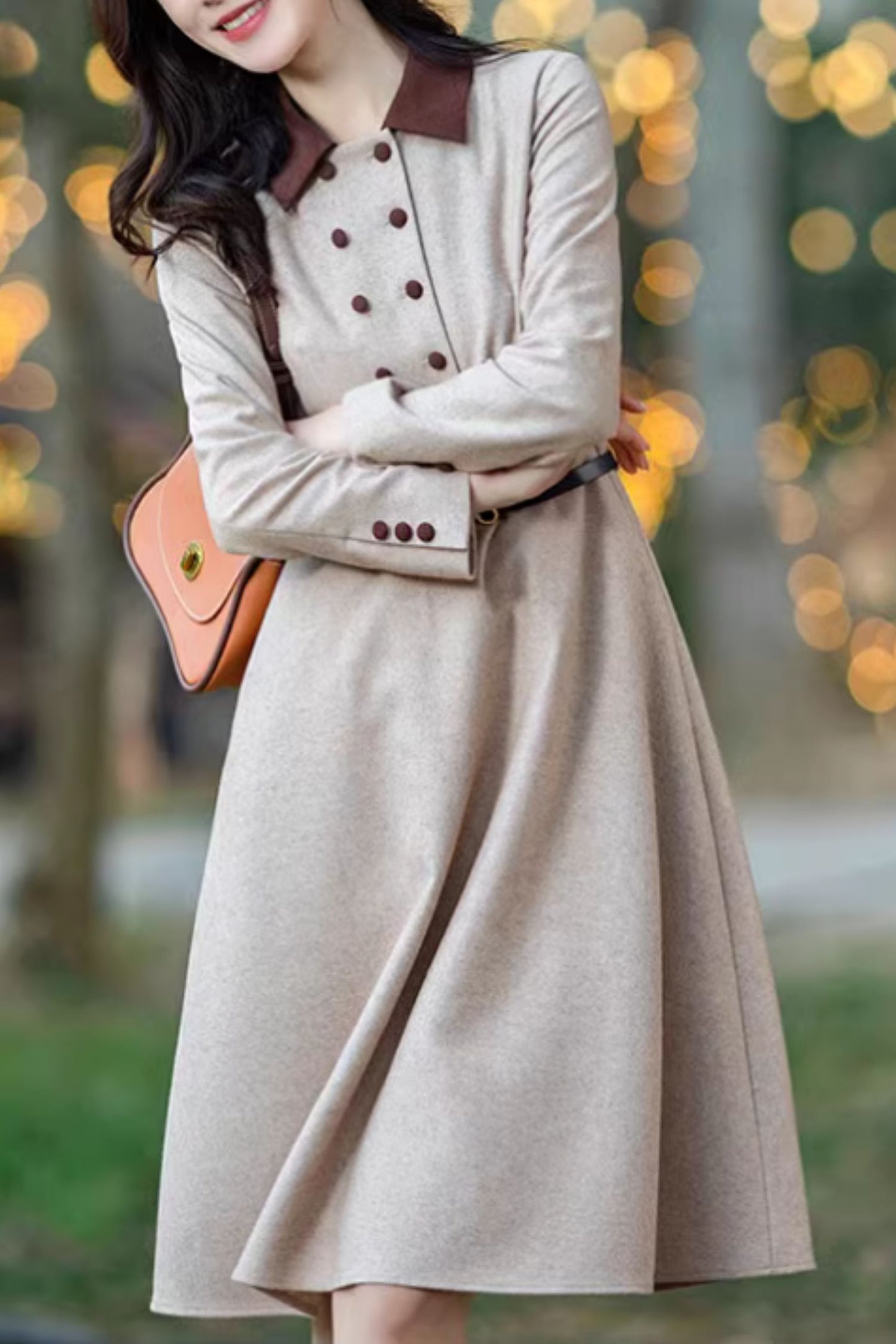 Long sleeves autumn wool dress 5279