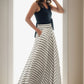 Maxi a line stripled summer linen skirt 5120