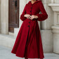 Burgundy long dress wool coat 1977#