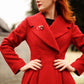 1950s Red Long princess wool coat 3189