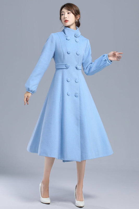 High Neck Warm Winter Wool Coat 3211