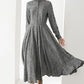 Spring Autumn Long Grey Linen Dress 3831