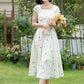 Fit and flare summer embroidered linen dress 5203