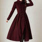 Burgundy princess winter wool coat 5244