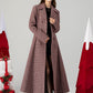 Vintage inspired plaid long wool coat 4614