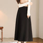 Black a line long wool skirt women 5468