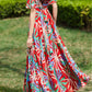 Floral printed maxi prom beach dresses 5006