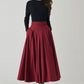 Burgundy winter/autumn midi wool skirt 4528