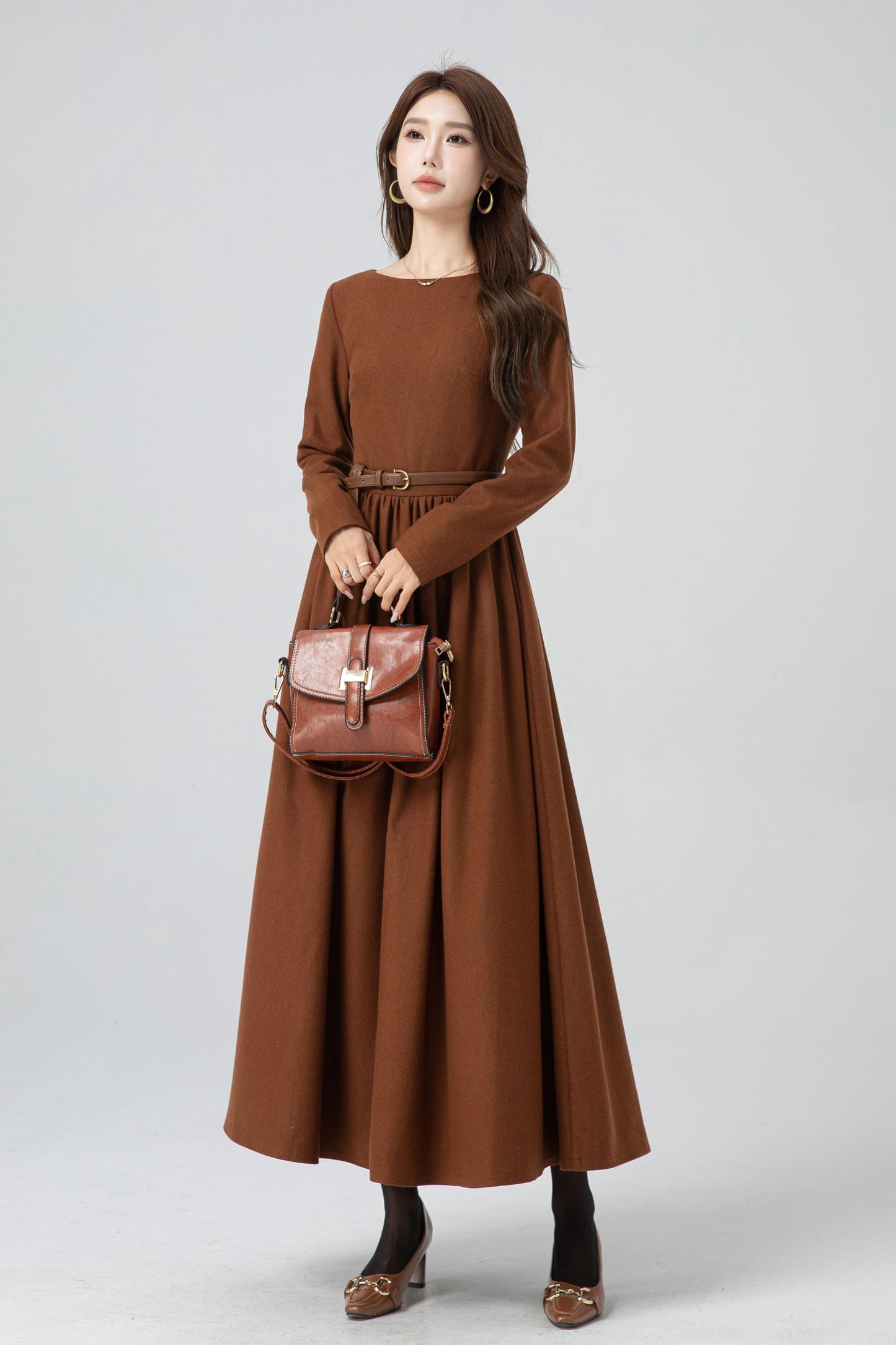 Wool maxi winter womens dresses 5305