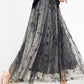 Black flower printed long lace skirt 5583