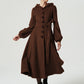 Brown long dress wool coat 6308
