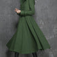 Women's swing long coat for winter in Green 1345