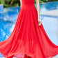 Red maxi chiffon prom dresses women 4985