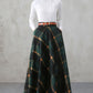 Green Long Winter Wool Plaid Skirt 4000