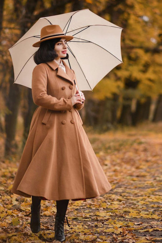 Vintage inspired Double breasted maxi wool coat 2496