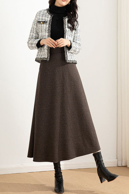 A line winter wool skirt women 6215