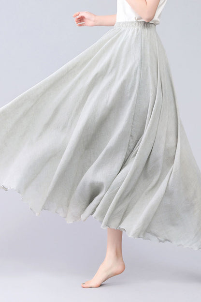 Elastic Waist Swing Causal Long Plus Size Skirt 3559