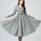 Gray midi wool dress for women 5304