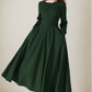 Long sleeves maxi wool dress women 5231