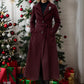 Green long wool trench coat women 5350